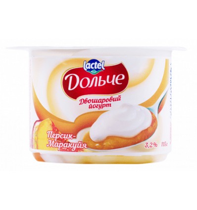 Йогурт Дольче двошаровий персик-маракуйя 3,2% 4х115г