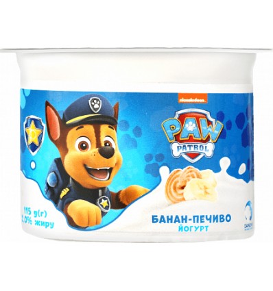 Йогурт Danone Paw Patrol Банан-Печиво 2% 115г