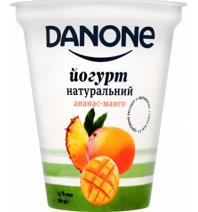 Йогурт Danone Ананас-Манго натуральний 2,5% 260г