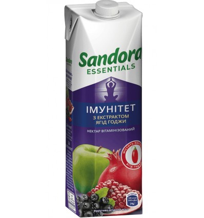 Нектар Sandora Essentials Імунітет фруктово-ягідний мікс з екстрактом годжи 950мл