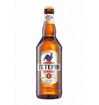 Пиво Перша приватна броварня Тетерів світле міцне фільтроване 8% 0,5л