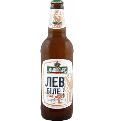 Пиво Львівське Лев Біле нефільтроване світле спеціальне пастеризоване 4,7% 0,5л