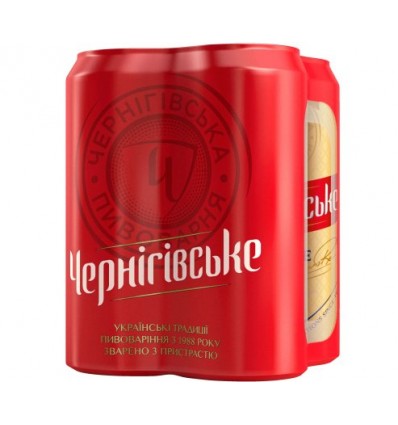 Пиво Чернігівське світле 4,8% 4х0,5л з/б