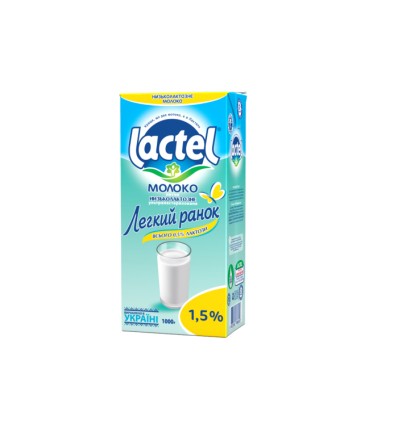 Молоко Лактель Легкий ранок низьколактозне ультрапастеризоване 1.5% 1000г