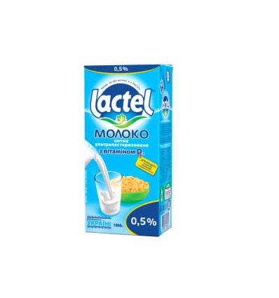 Молоко Лактель ультрапастеризоване з вітаміном Д 0.5% 1000г