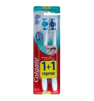 Щітка зубна Colgate 360 Clean Базова середньої жорсткості 2шт