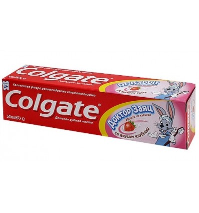Зубна паста дитяча Colgate Лікар Заяць зі смаком полуниці Для дітей від двох років гель 50мл
