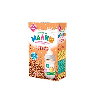 Суміш на молочно-зерновій основі Малиш суха з гречаним борошном для дітей з 4 місяців 350г