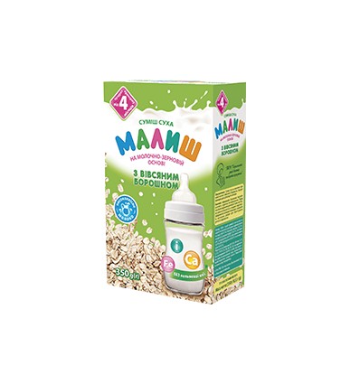 Суміш на молочно-зерновій основі Малиш суха з вівсяним борошном для дітей з 4 місяців 350г