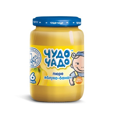 Дитяче харчування для дітей з 6-ти місяців Чудо-Чадо Пюре яблучно-бананове натуральне без цукру 170г