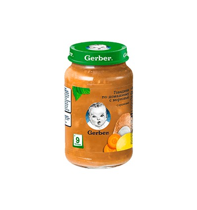 Яловичина Gerber по-домашньому з морквою з кусочками для дітей з 9 місяців 190г