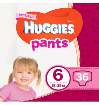 Підгузники-трусики Huggies для дівчаток 6 15-25кг 36шт