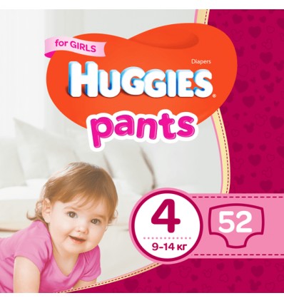 Трусики-підгузники Huggies Pants 4 52шт для дівчаток