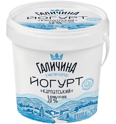 Йогурт Галичина Карпатський без цукру 3% 1кг