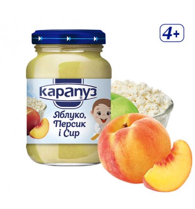 Пюре Карапуз з яблук персиків і сиру для дітей з 4 місяців 200г