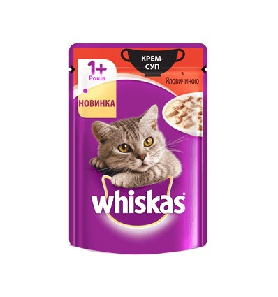 Крем-суп Whiskas для дорослих котів з яловичиною 85г