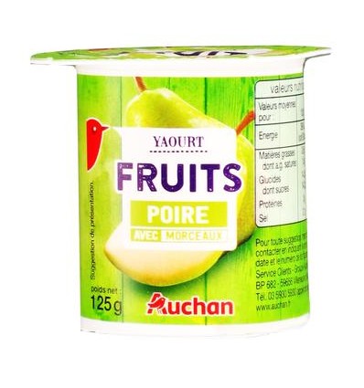 Йогурт Ашан фруктовий з шматочками фруктів 125г