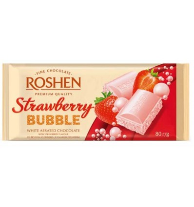 Шоколад Roshen Bubbles пористий полуниця 80г