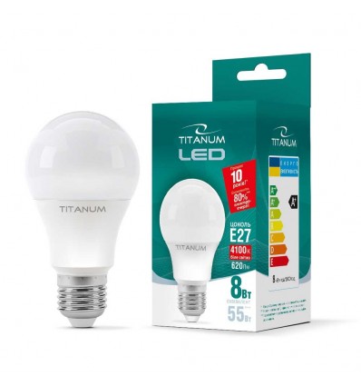 Світлодіодна лампа Titanum LED A60 8W E27 4100K 220V