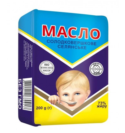 Масло Первомайський МКК селянське солодковершкове 73% 200г