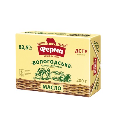 Масло Ферма Вологодське солодковершкове екстра 82,5% 200г