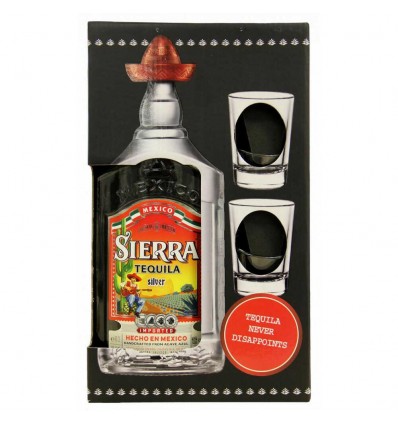 Текіла Sierra Silver 38% 0.7л + 2 чарки