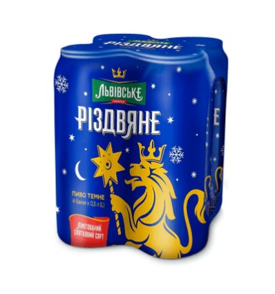 Пиво Львівське Різдвяне темне 4,4% 4x0,5л