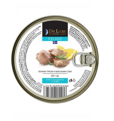 Консерви рибні De Luxe Foods & Goods Selected Печiнка трiски 202г