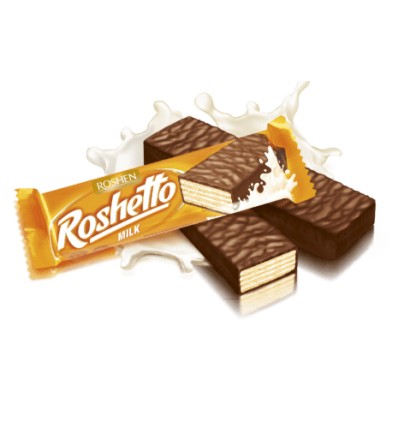Батончик вафельний Roshen Roshetto Milk в молочно-шоколадній глазурі 32г