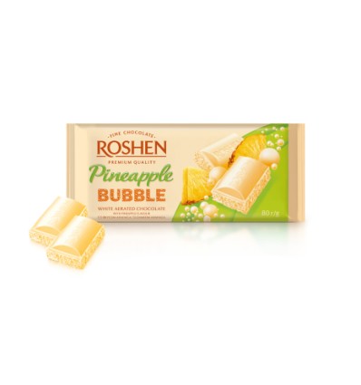 Шоколад Roshen пористий білий Bubble Pineapple 80г