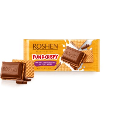 Шоколад Roshen молочний з шоколадною начинкою та вафлею 105г