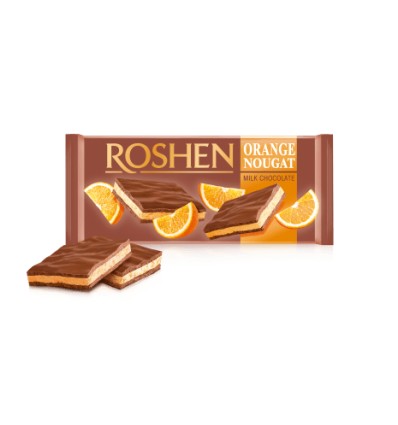 Шоколад молочний Roshen з апельсиновою нугою 90г