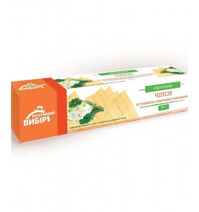Чіпси Розумний вибір пластинки зі смаком сметани із зеленню 60г