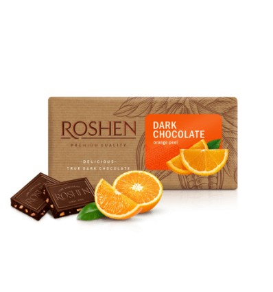 Шоколад чорний Roshen з апельсиновою цедрою 90г