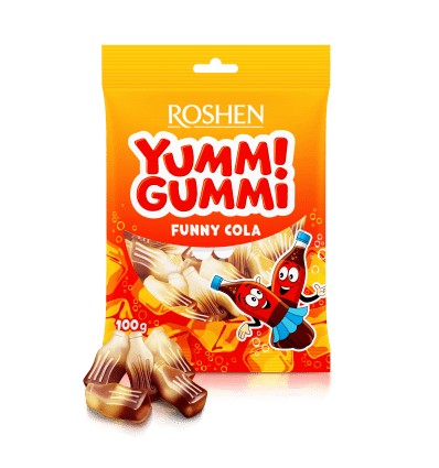 Цукерки желейні Roshen Yummi Gummi Funny Cola 100г