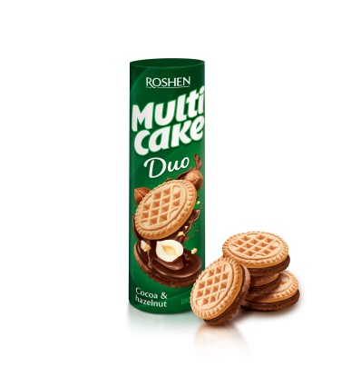 Печиво Roshen Multicake Duo з начинкою какао-горіх 180г