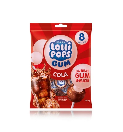 Карамель Lollipops GUM Cola Roshen 150г