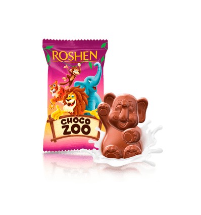 Цукерки шоколадні Roshen CHOCO ZOO з молочно-шоколадною начинкою