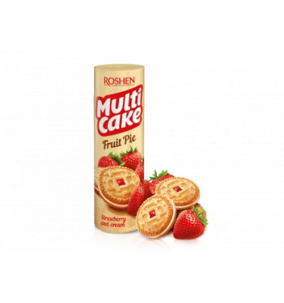 Печиво Roshen Multicake цукрове з начинкою полуниця-крем 195г
