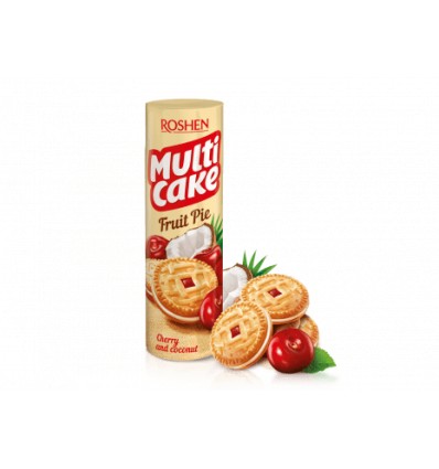 Печиво-сендвіч Roshen Multicake цукрове з начинкою вишня-кокос 195г