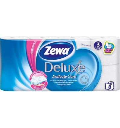 Папір туалетний Zewa Deluxe Pure білий 3-х шаровий 8шт