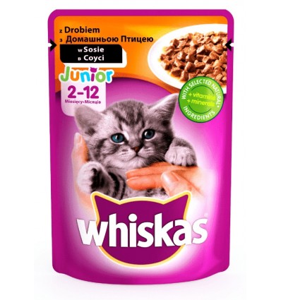 Корм Whiskas для кошенят з куркою в соусі 100г