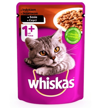 Корм для дорослих котів Whiskas з індичкою в соусі 100г