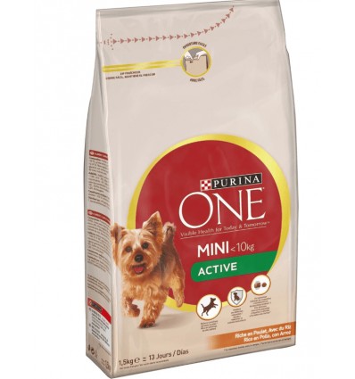Корм сухий Purina ONE MINI Active з куркою та рисом для активних собак дрібних порід 1,5кг
