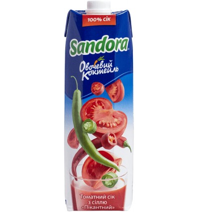 Сік Sandora Овочевий коктейль томатний пікантний 950мл