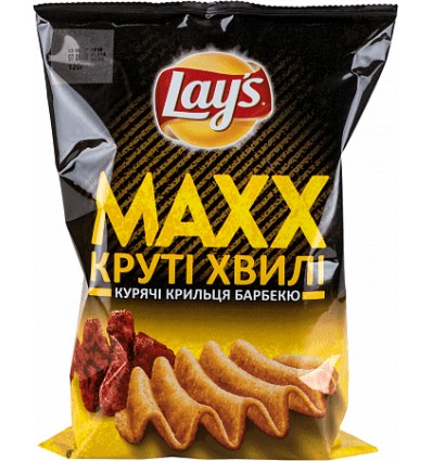 Чипси Lay's Maxx зі смаком курячих крилець барбекю 120г